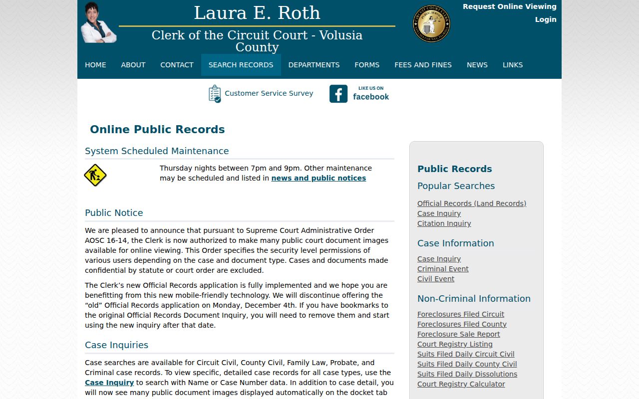 Volusia Clerk records gateway used for Deltona resident research